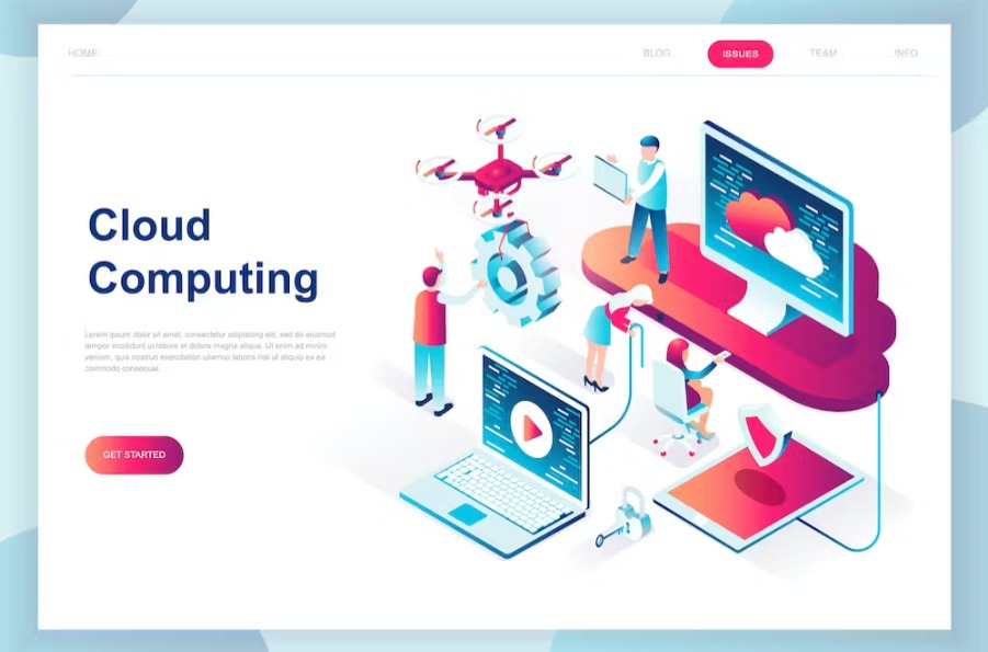 Free Cloud Technology Isometric Landing Page Download