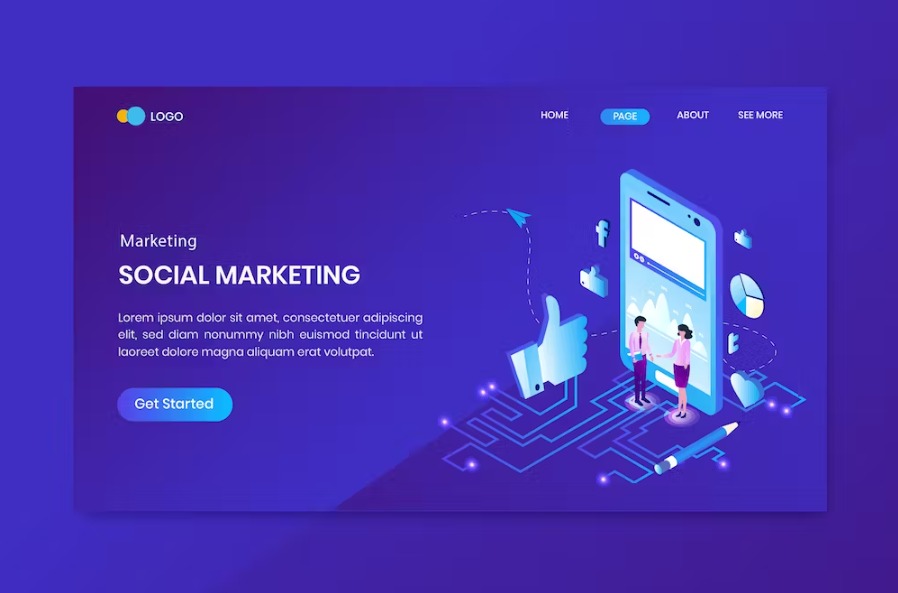 Free Conversion Marketing Isometric Landing Page Download