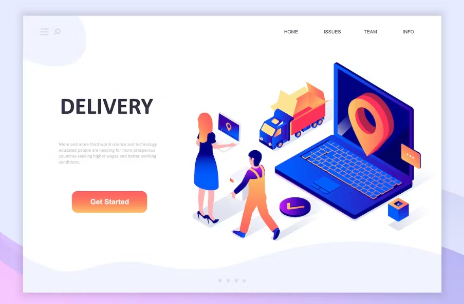 Delivery Isometric Landing Page Template