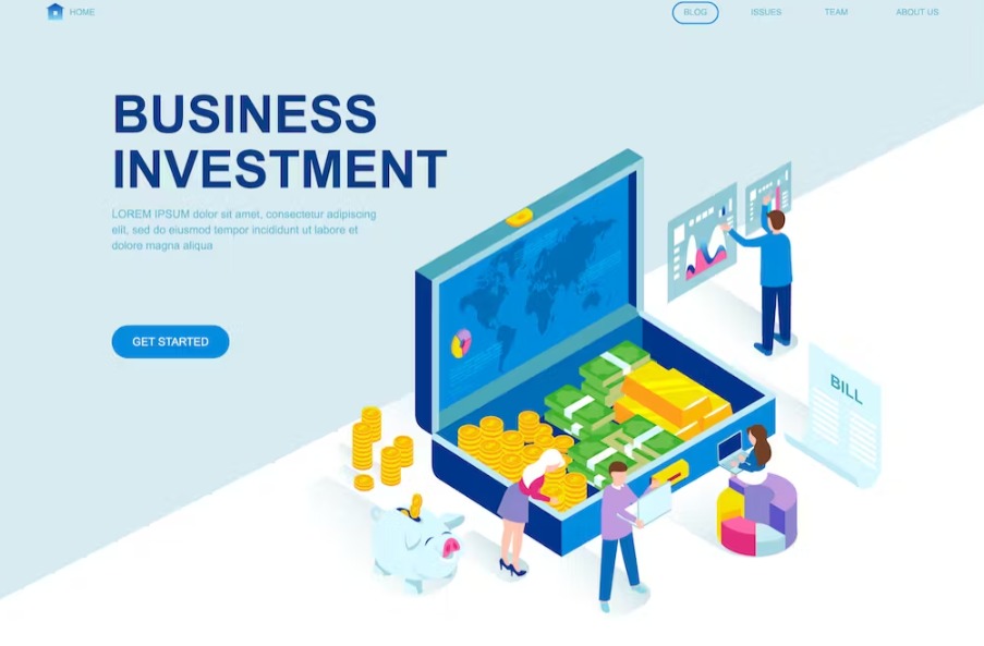 Free Investment Isometric Landing Page Download